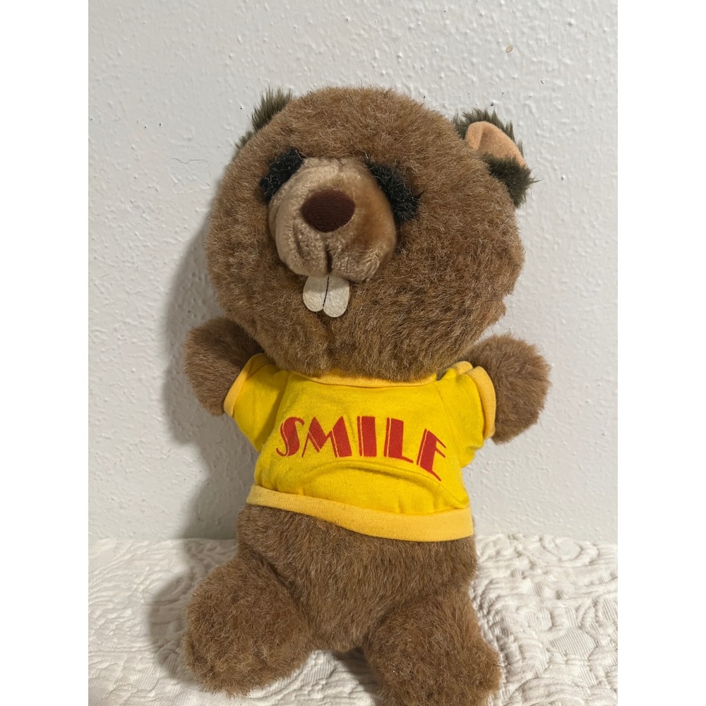 Vintage Shirt Tales Bogey Beaver Plush Knickerbocker Smile Shirt 10 Inch 1980s